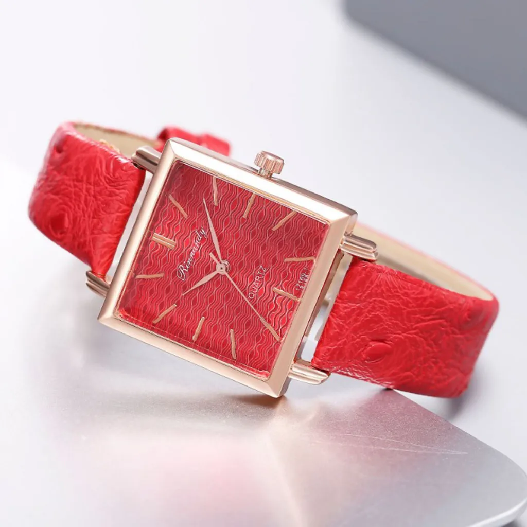 Simple Fashion Women Watches Square Ladies Watch Casual ripple Dial Leather Quartz Wristwatch часы женские reloj mujer /d |
