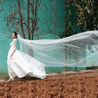 Однослойная свадебная фата, длинная кружевная свадебная вуаль с расческой, свадебные аксессуары, свадьба, Welon, 45610 м