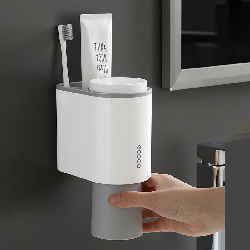 ecoco magnetic bathroom accessories set toothbrush holder strong suction cuptoothbrush holder with wash cup hanging storage rack free global shipping
