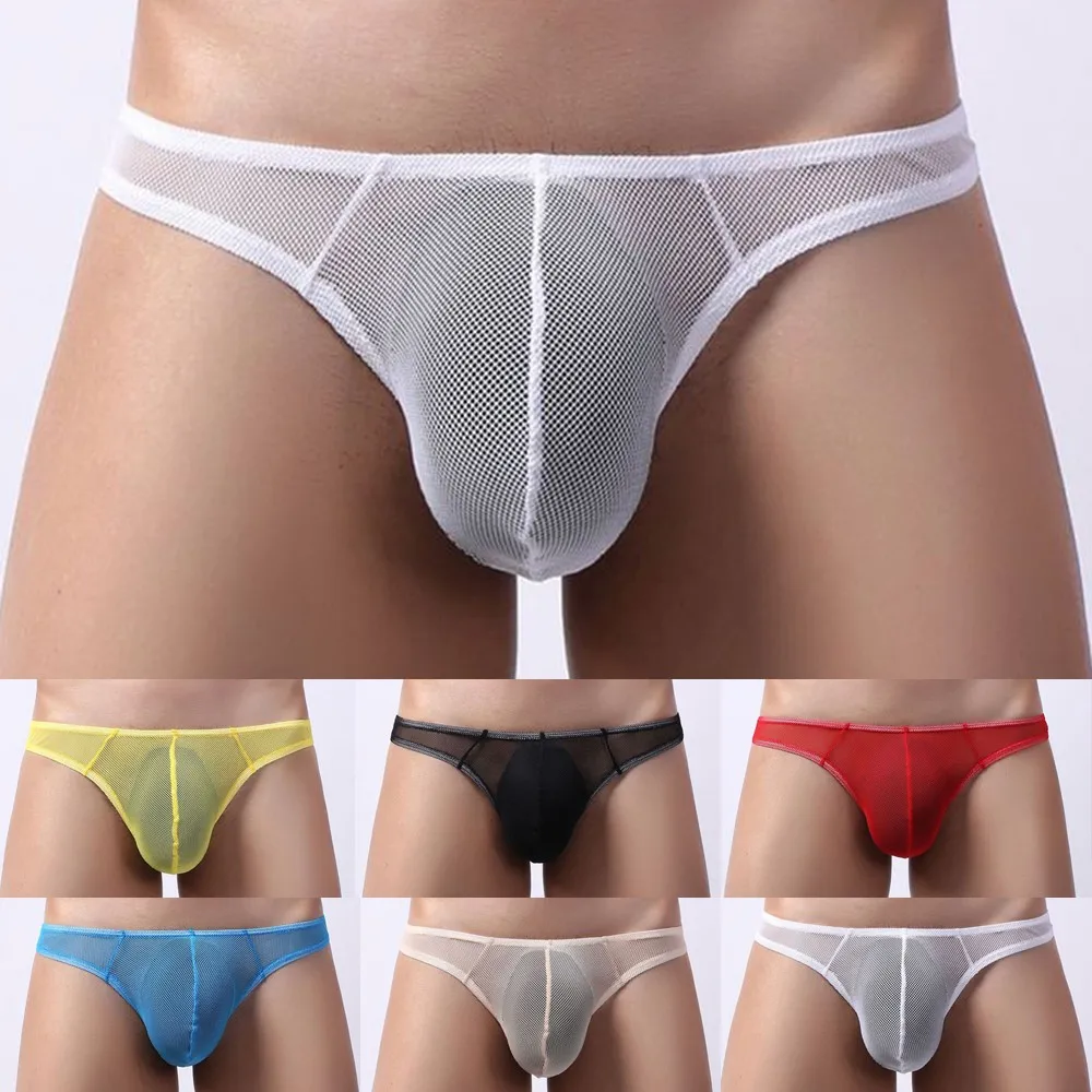 

Men Briefs Underwear Sexy Thongs Comfy Breathable Thongs Ultra-Soft Low-Rise Bikini G-String Solid Pouch U Convex Underpants