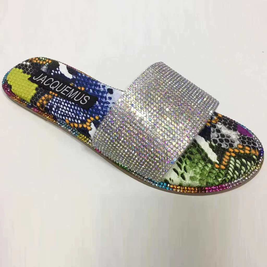 Шлепанцы женские со змеиным принтом фонарь повседневная обувь для пляжа