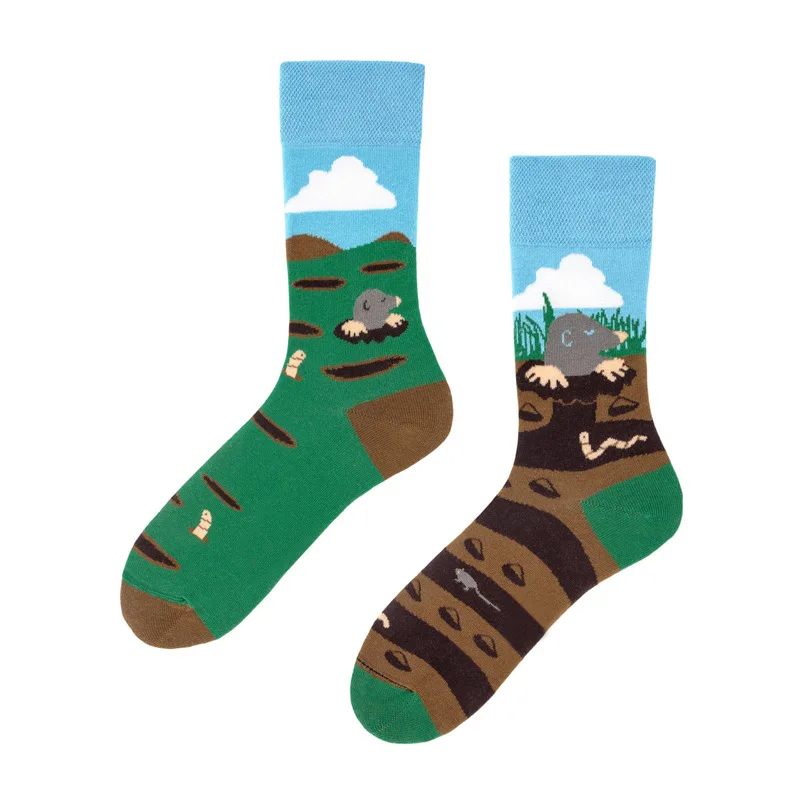 Cotton Casual Women Socks Fashion Design Cartoon Colorful Happy Business Party Dress Socks Christmas Gift