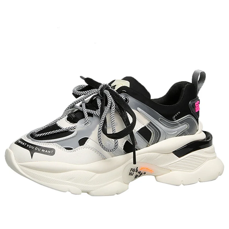 

Ins Hot Sneakers Women Trendy Chunky Dad Shoe Laces Platform Shoe New Color Matching Cross -tied Sneakers Tenis Chaussures 35-43