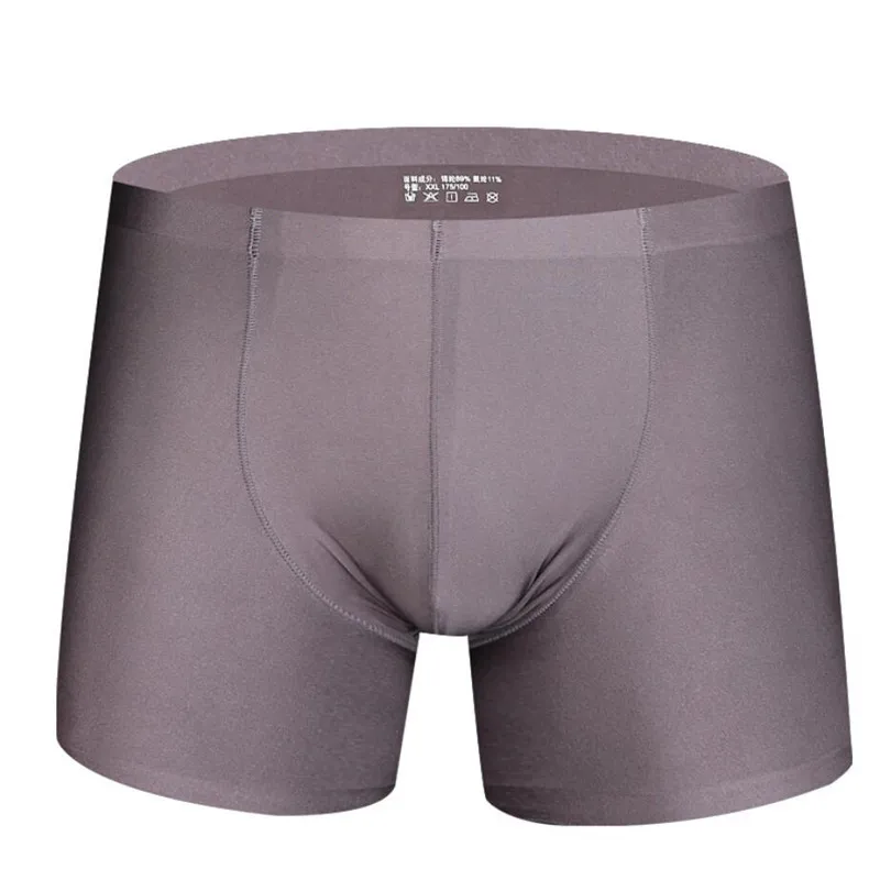 Deep Grey Boxer Хит, мужские шелковые Дышащие Боксеры, мужские повседневные Мягкие спортивные боксеры, модное нижнее белье для мужчин, 9 цветов размера плюс XL-3XL - Цвет: Deep Grey Boxer