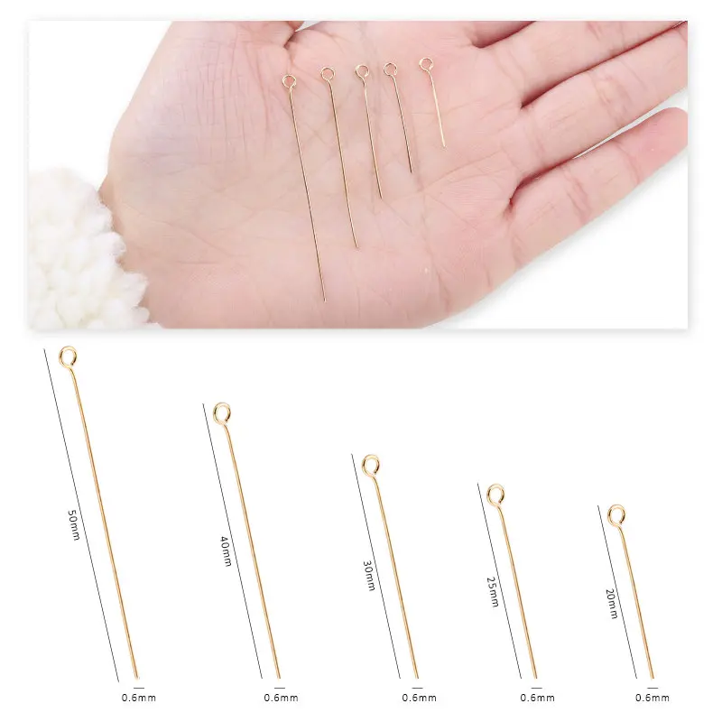 50-100 Stücke Edelstahl Auge Kopf Pins 20 25 30 40 50mm Gold Original Farbe Eyepins Erkenntnisse für DIY Schmuck Machen Zubehör – Detail 3