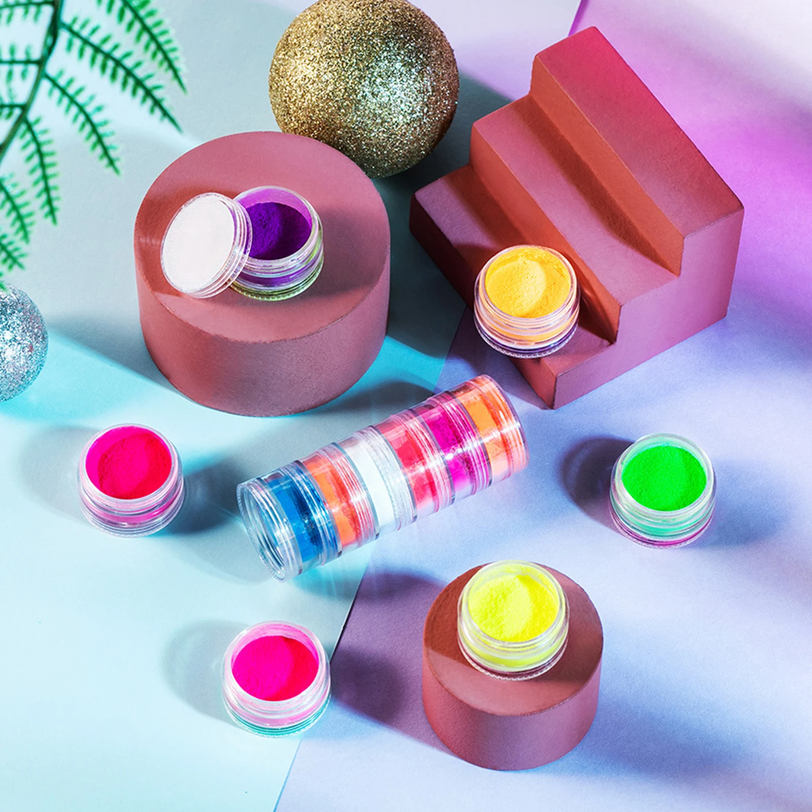 

6 цветов ногтей неоновая Пудра Набор флуоресцентный Пигмент Порошок для ногтей Маникюр украшения ногтей MH88