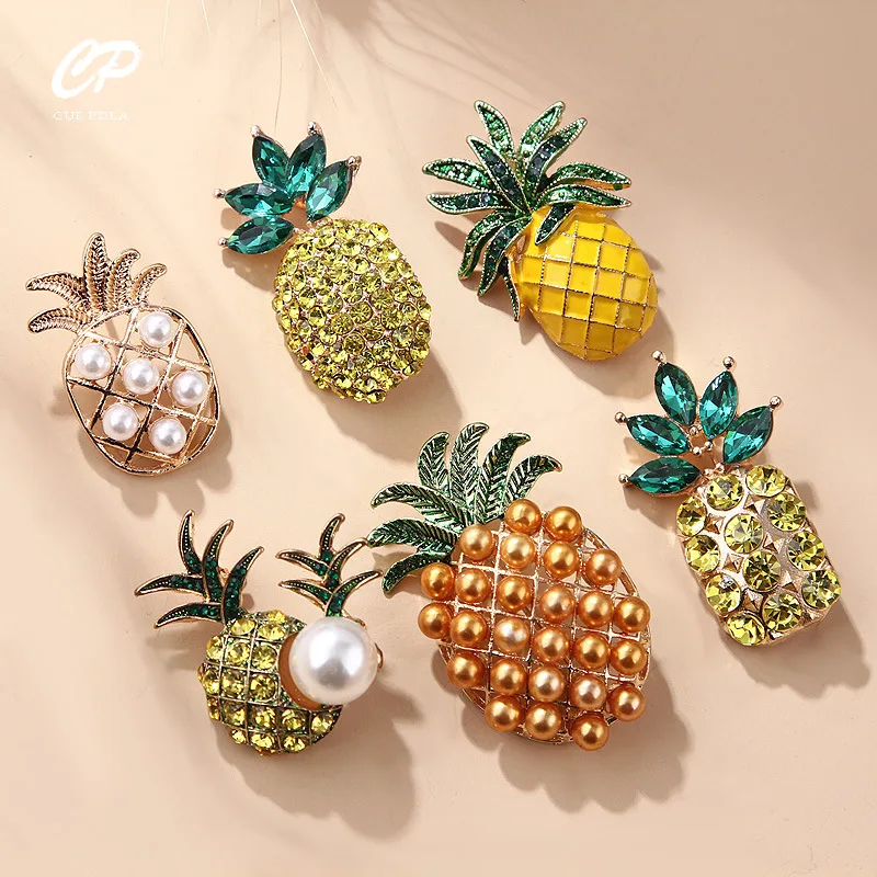 

Pearl Crystal Pineapple Brooch Pins Women's Clothing Accessories Brooches Collar Pins Women's Jewelry