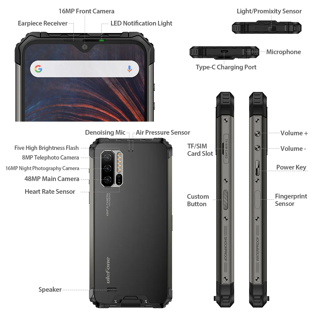Ulefone Armor 7 Android 9 0 IP68 смартфон NFC Helio P90 Octa Core 6 3 'Ǝ GB + 128GB 48MP 5500mAh 4G глобальная версия