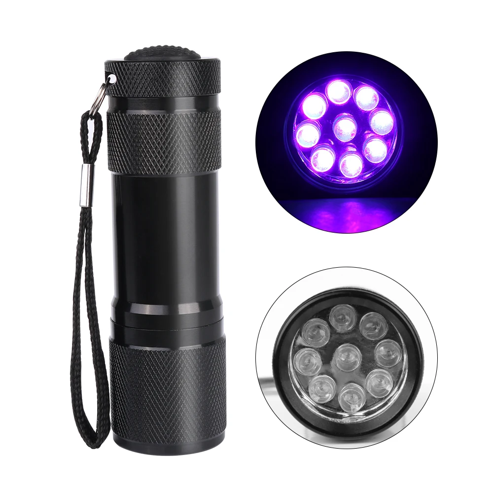 Ультрафиолетовый портативный фонарик из алюминиевого сплава с 9 лепестками для