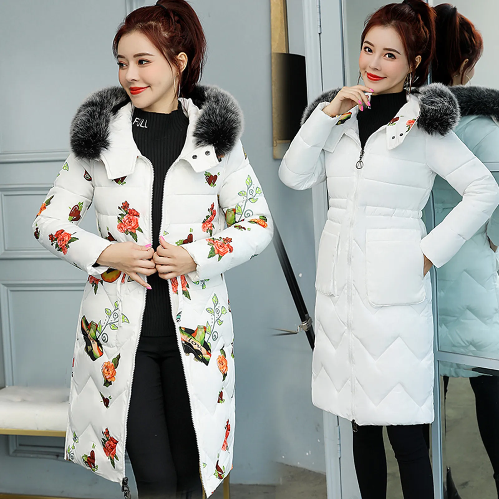 Зимние двухсторонние теплые парки модные женские куртки с бархатом длинная