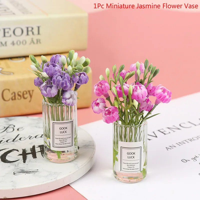 

Имитация горшечных растений, аксессуары для украшения кукольного дома, миниатюрная ваза с цветами жасмина для кукольного дома