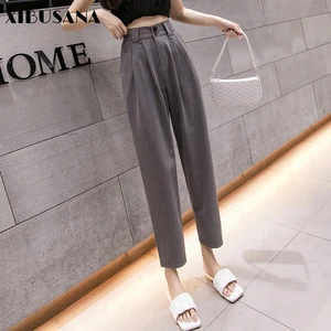XIBUSANAповседневные шаровары с пуговицами для женщин; Хлопковые женские брюки с карманами; Летние свободные однотонные брюки до щиколотки; Pantalon Femme