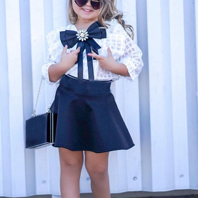 Весенне-осенние комплекты одежды для девочек костюм с юбкой детский клетчатый