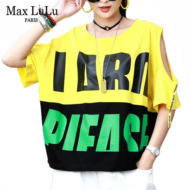 

Max LuLu 2020 Summer Fashion Clothes Ladies Off Shoulder Tee Shirt Women Casual Printed Tshirts Vintage Top Female Loose Clothes