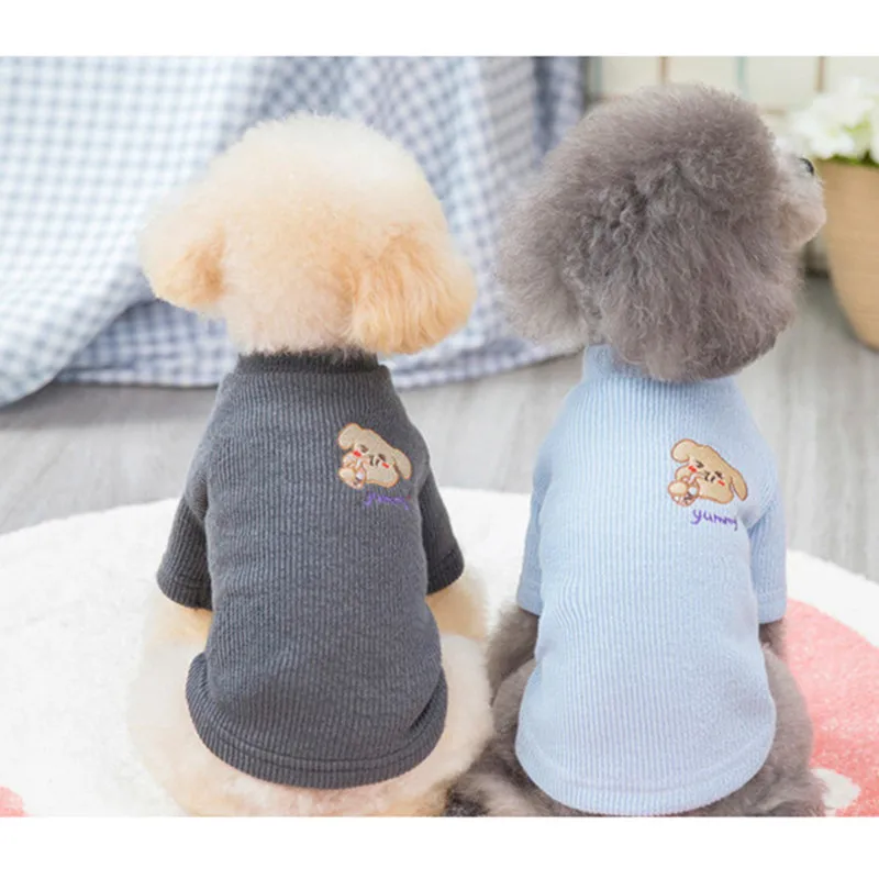 

Милая рубашка для домашних животных теплая кофта однотонная одежда для щенков трикотажные пуловеры для домашних животных Одежда для собак ...