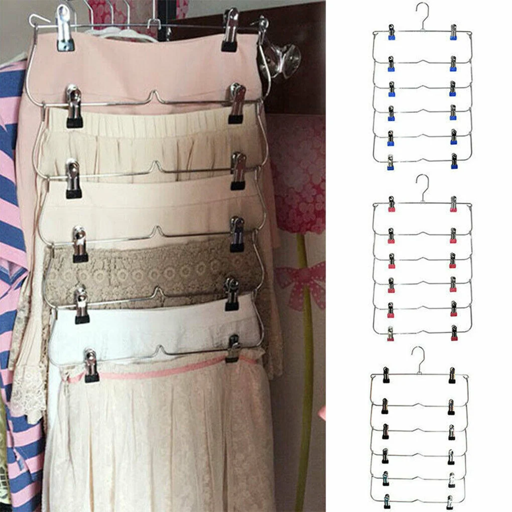 

Hanger Space Saving Metal Clip Hanger Foldable Multi-layer Clothes Coat Trouser Skirt Non-slip Rack Hook