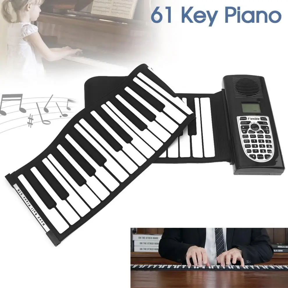 61 клавиши USB MIDI выход свернутый пианино электронный портативный силиконовый