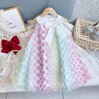 flower girl dresses fashion new design baby girl dress clothes rainbow colorful toddler girl dress clothes forkids 2 7years old