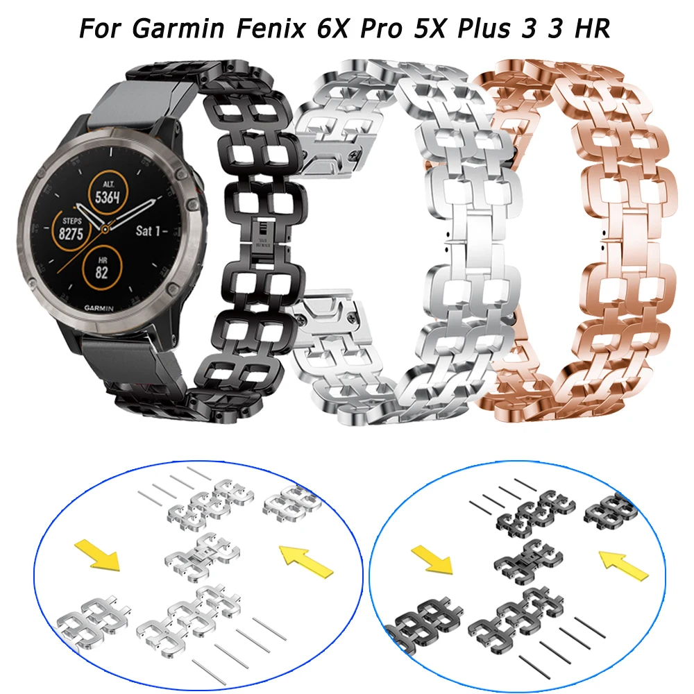 

26mm Metal Smart Watch Band Strap For Garmin Fenix 5X 5X Plus 6X 6X Pro 3 HR Wristband Quick Release For D2 Bravo/Charlie Correa