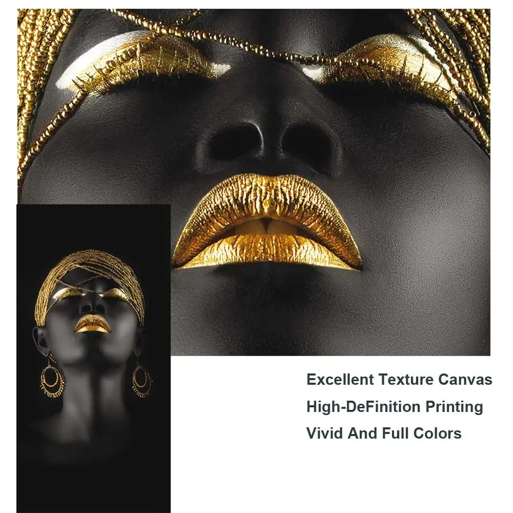 

Black Women With Silver Gold Jewelry Canvas Painting Wall Art Posters And Prints Luxurious Modernfor For Home Living Room Decor