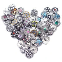 5pcs mixed metal snap press buttons flower heart crystal diy crafts scrapbook gift decor jewelry accessories snap fastener 5 5mm