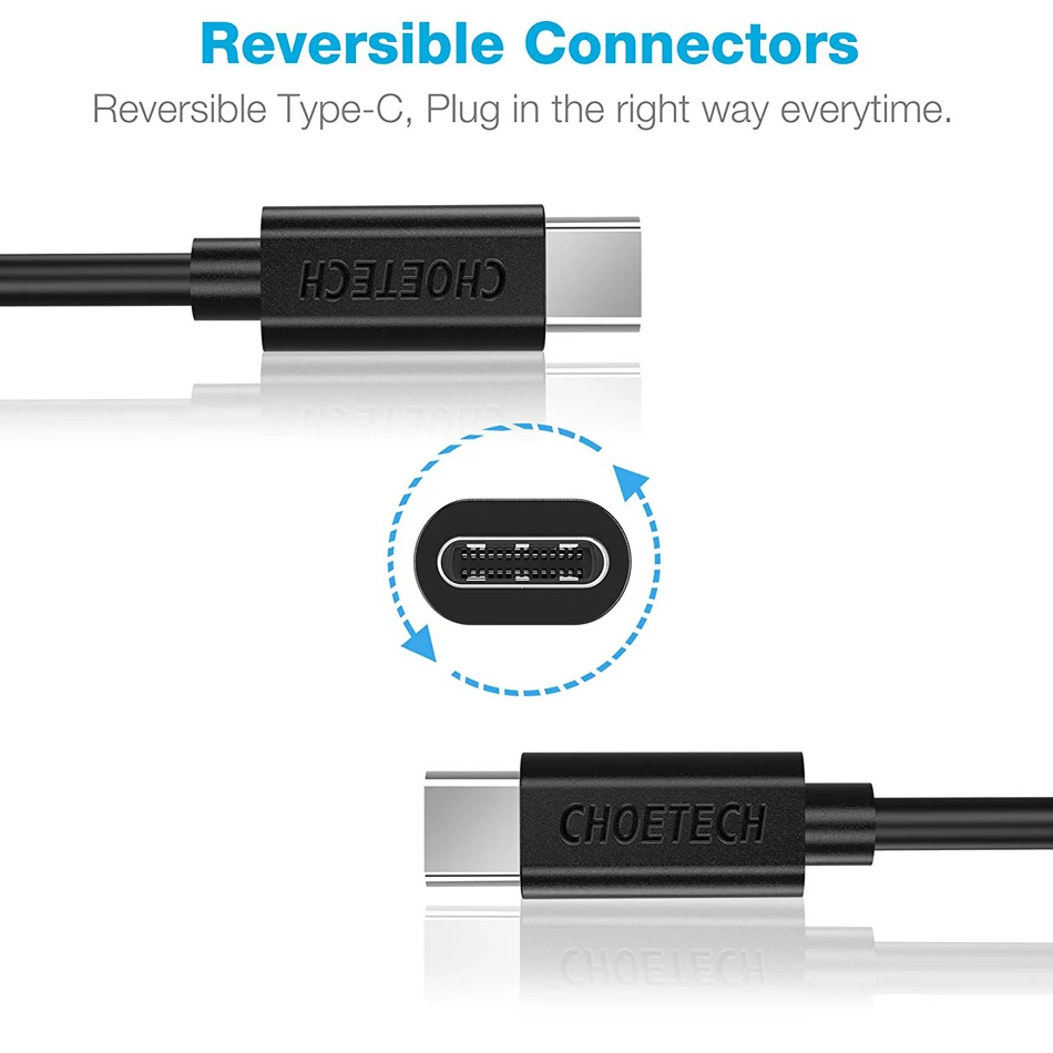 CHOETECH 3 м USB C к USB C кабель для samsung Galaxy S9 S8 Note 9 8 Поддержка PD 60 Вт QC3.0 3A шнур быстрой зарядки для устройств type-C