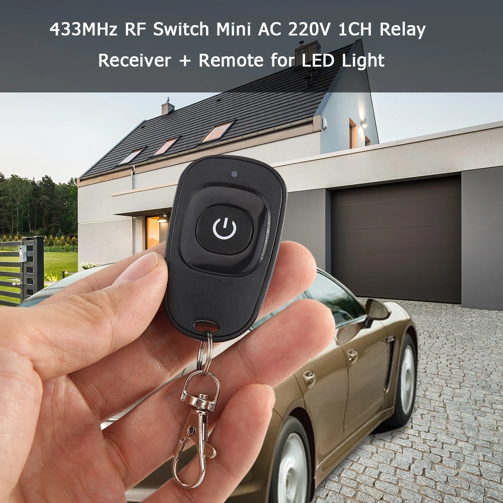 

1 Channel Switches Remote AC 220V 433MHz Mini Relay Receiver RF Garage Door for Household Door Controlling Supply