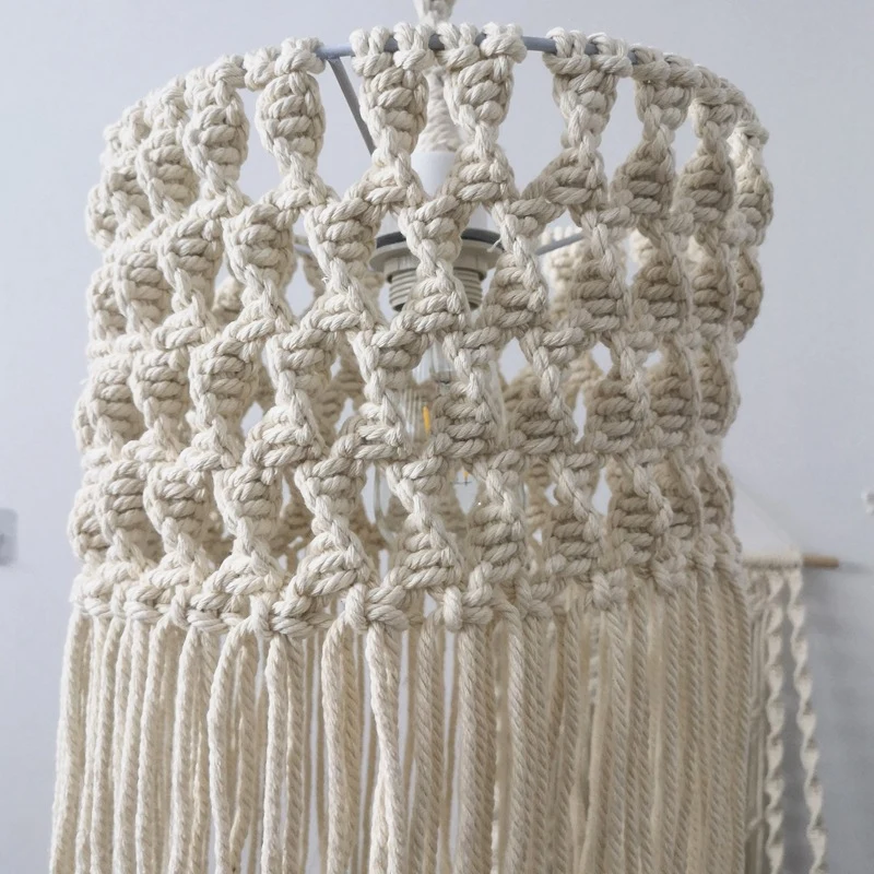 

Hand-Woven Lampshade Chandelier Warm White Bedroom Decorative Lamp Tapestry Wall Hanging