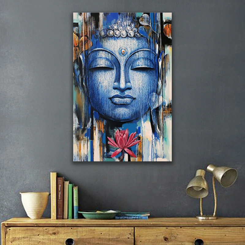 

Abstract Buddhism Posters and Prints Wall Art Canvas Painting Wall Art Lord Buddha Pictures for Living Room Decor Unframed