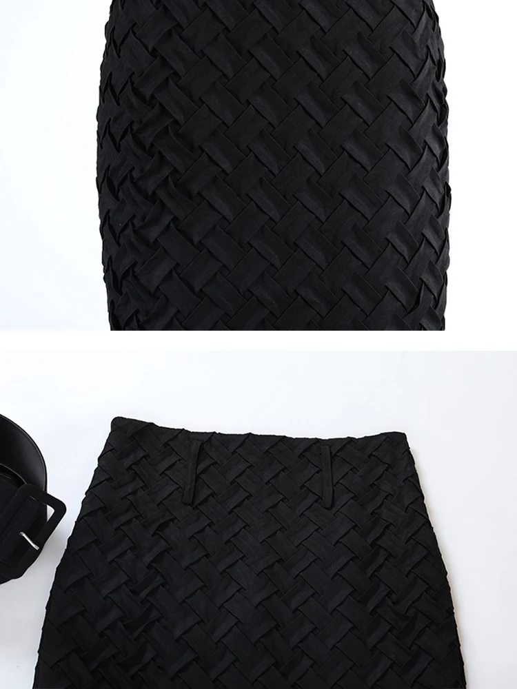 TWOTWINSTYLE повседневная трикотажная юбка для женщин с высокой талией простая