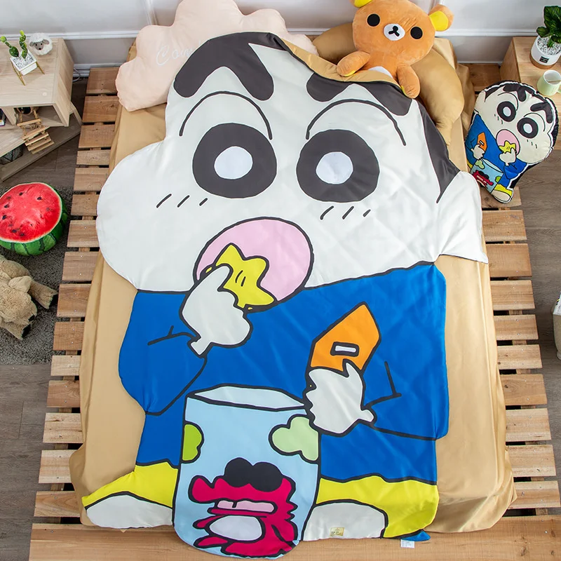 Manta de algod&oacute;n con forma de cray&oacute;n de Anime para ni&ntilde;os, S&aacute;bana de edred&oacute;n de aire acondicionado, colcha fina de dibujos animados para verano, manta de descanso para oficina y Midday-1
