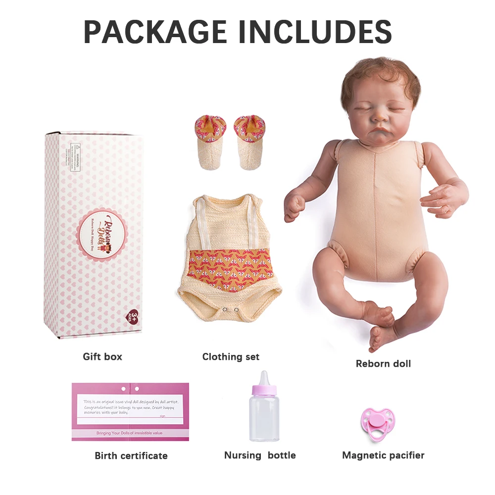 

20 Inches Levi Full Vinyl Bebe Reborn Doll Lifelike Newborn Cute Sleeping Reborn Baby Dolls Gift Toys For Children Girls LoL