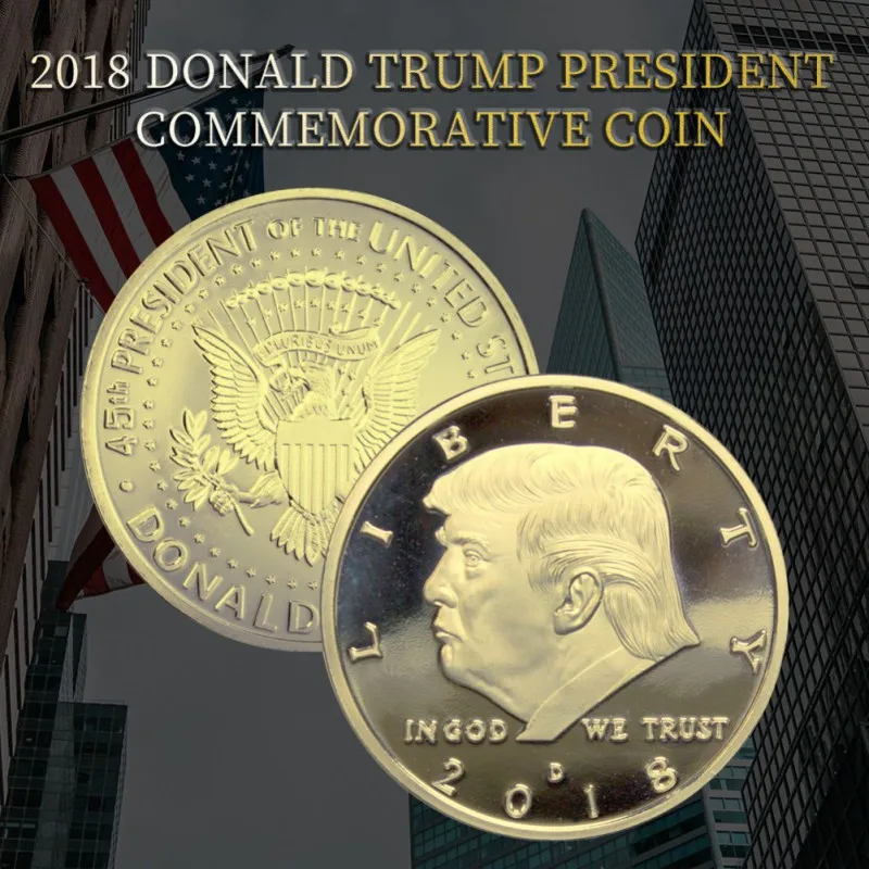 2017/2018 памятная монета 45th президент США Дональд Трамп позолоченные Коллекционные