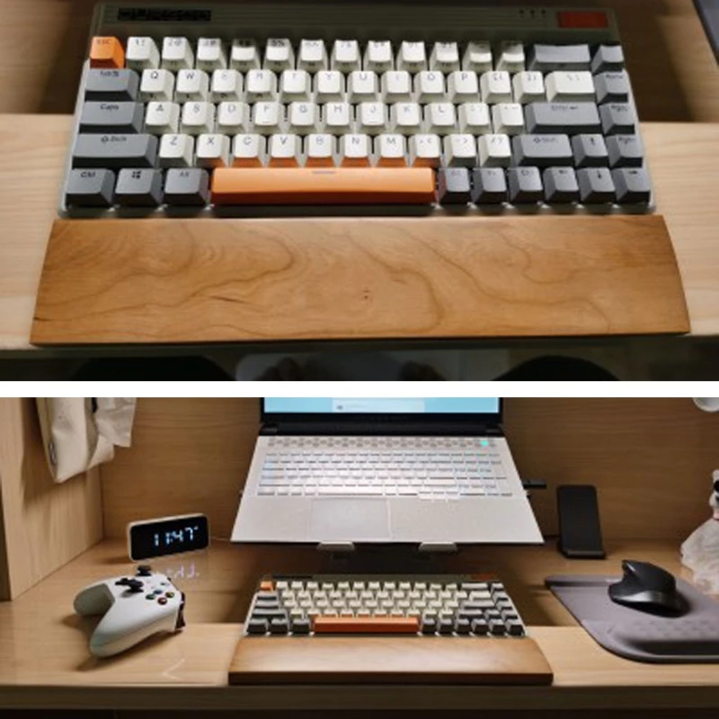 

Wooden Beech Wood Mechanical Keyboard Wrist Rest Ergonomic Pad 61 87 104 Keys
