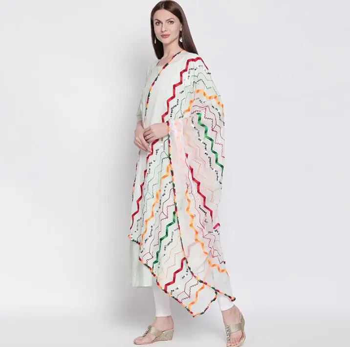 Весенне летние индийские сари Женские Модные Этнические шарфы с вышивкой