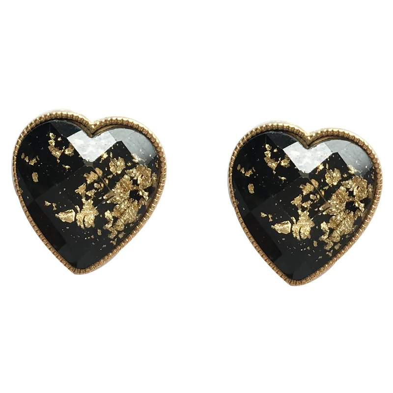 Корейские ювелирные изделия простой милый в форме сердца серьги Золотая фольга