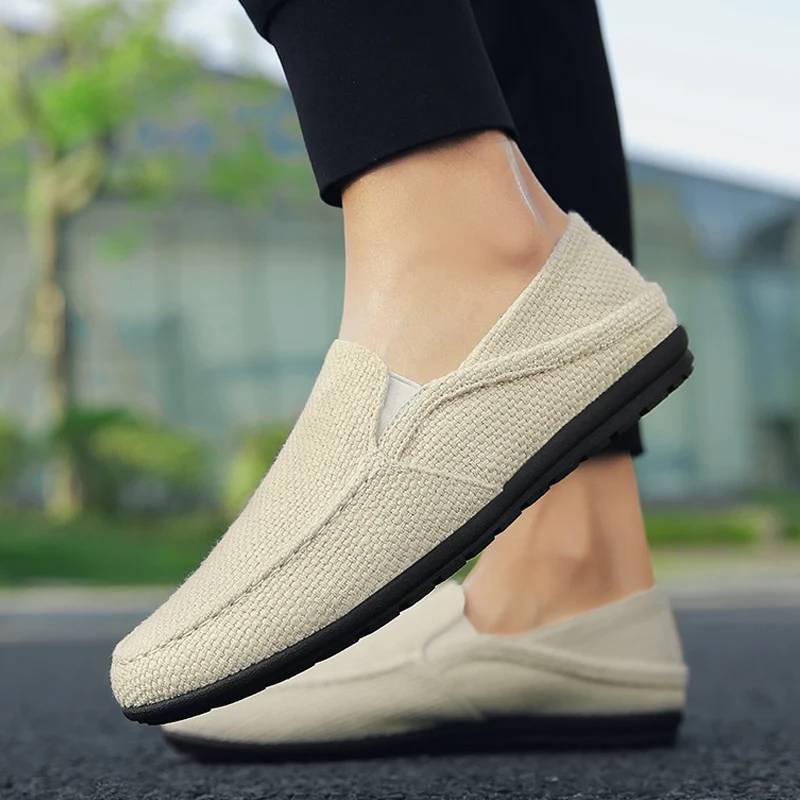 Men Breathable Shoes Cotton and linen Male Flat Slipe Sets of Feet Driving Lazy Walking Peas shoes Sneakers Low YGb-6000 | Спорт и