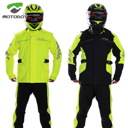 

MOTOBOY Stylish Cool Yellow Black PU Rainproof Outdoor Camping Sport Jacket and Pants/ Motorcycle Waterproof Riding Raincoat Set