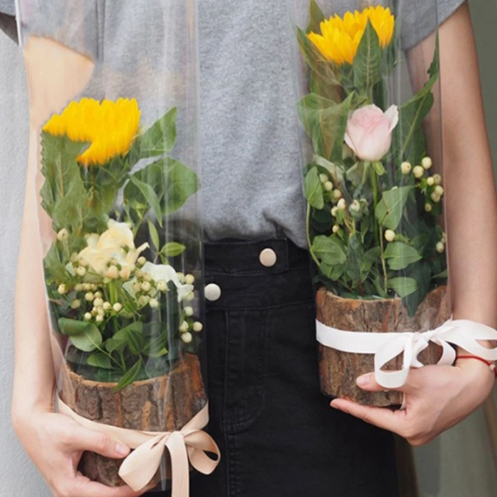 Деревянная ваза для цветов винтажный круглый цветочный держатель декоративный