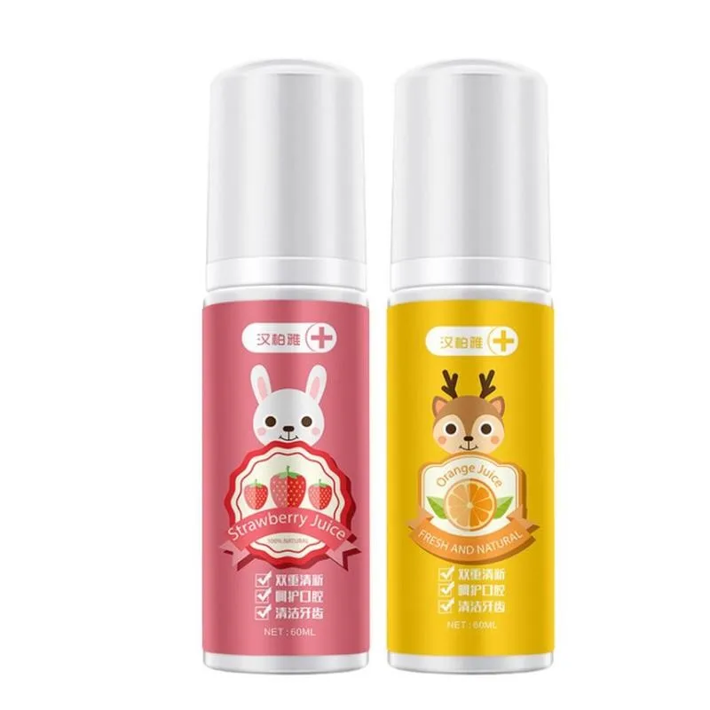 Pasta de dientes de espuma de fresa, herramienta de cuidado Dental para eliminaci&oacute;n de manchas, limpieza bucal, blanqueamiento, Mousse, 60ml-0