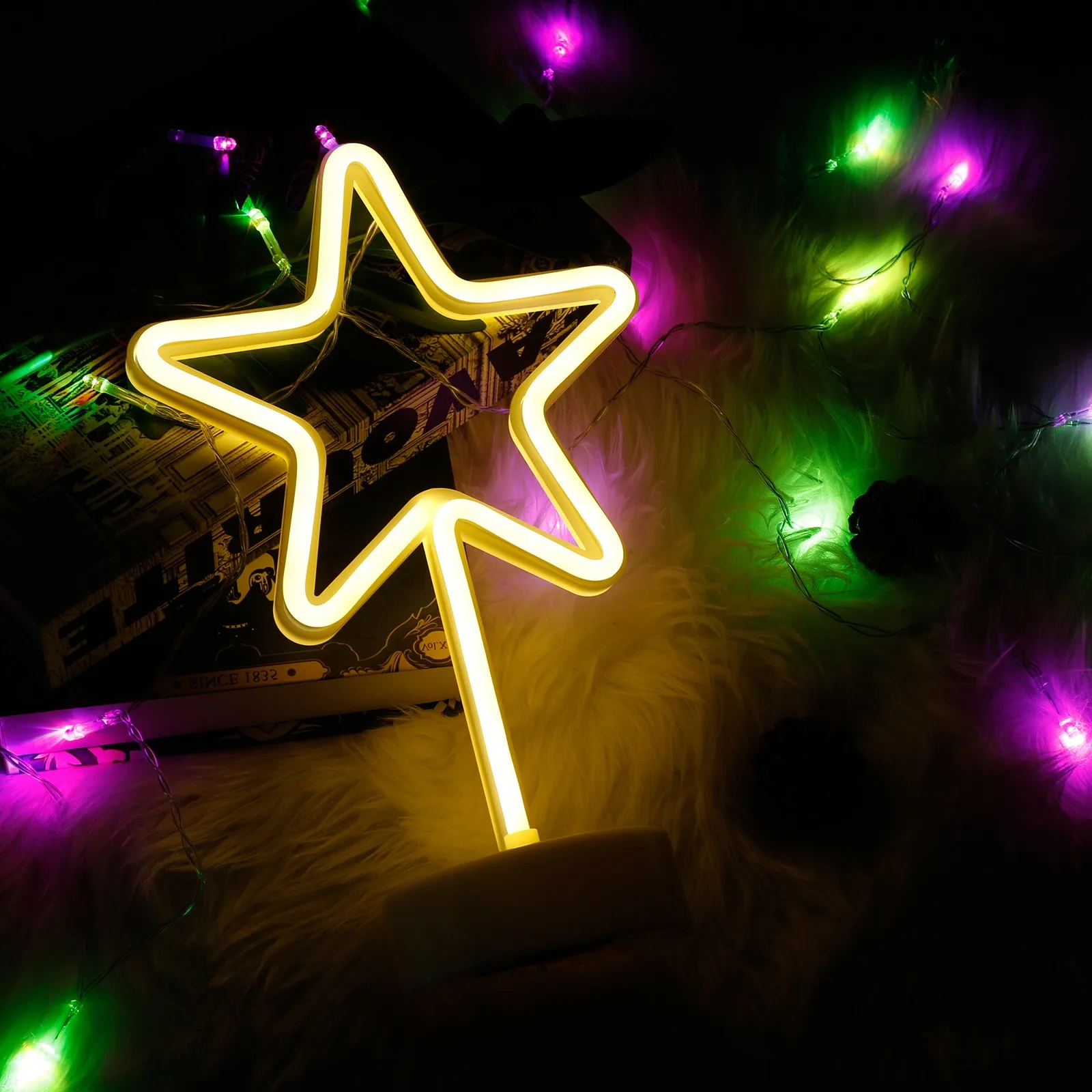 

Small Star Neon Night Lights Desktop Decorative LED Light Home Christmas Wedding Party Decoration Supplies navidad 2020 FN50