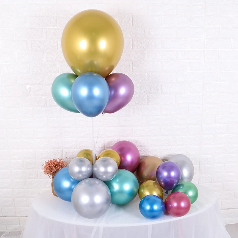 

50Pcs Metallic Colored Chrome Balloons with 100Pc Dot Glue 12 Inch Pastel Birthday Party Wedding Decor Balloon-orted