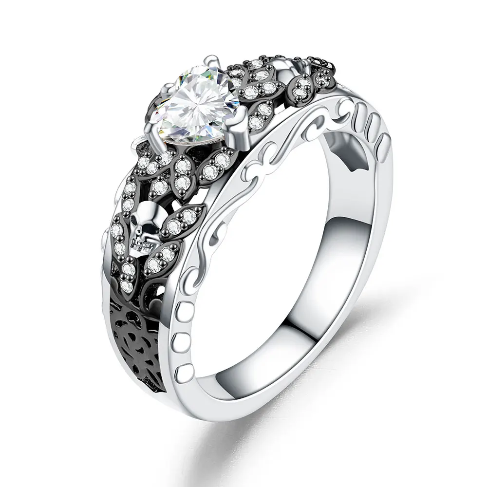 Кольца с черепом для женщин аксессуары циркониевое сердце Любовное