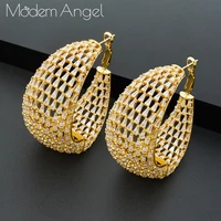 modemangel new fashion iregular geometry trendy stud earrings for women cubic zirconia dubai stud earring boucle doreille femme