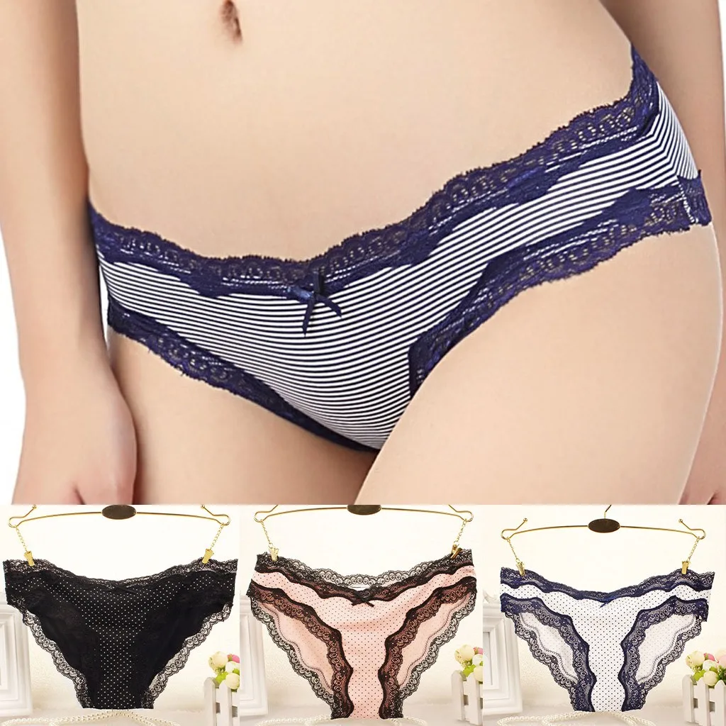 

1PCS Cotton Underwear Women's Panties Comfort Underpants Floral Lace Briefs For Woman Sexy Low-Rise Pantys Intimates S-XL #W