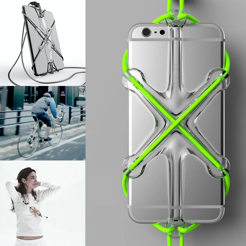 Sports Lanyard Phone Case for iPhone 11 Pro X XR XS Max Universal Anti-lost Crossbody Elastic Strap Rope Back Cover Samsung |