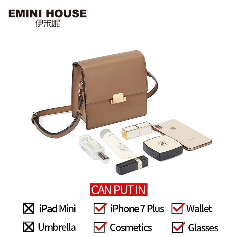 EMINI HOUSE, женские сумки через плечо с широким ремешком, с замком, простой стиль, сумка на плечо, женские сумки-мессенджеры из спилка