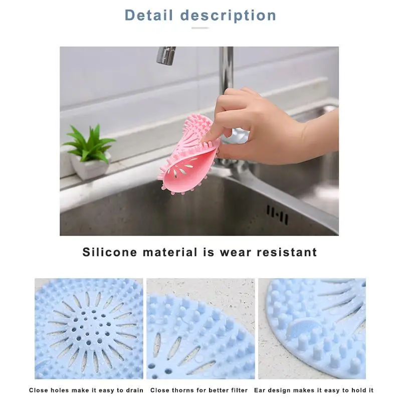 

Bath Waste Sink Strain Filter Drain Hair Catcher Stopper Round Silicone Sink Strainer Kitchen Tools