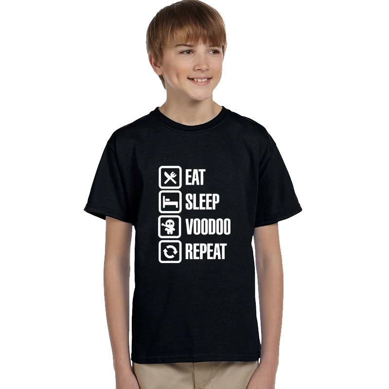 Костюм Вуду футболки для мальчиков черные топы девочек 10 лет одежда малышей