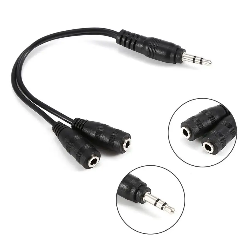 

1PC Black Audio Extension Cable 3.5 mm Male to two 3.5 mm Female Earphone Cable Audio Cable Male to 2x Female Stereo Earph